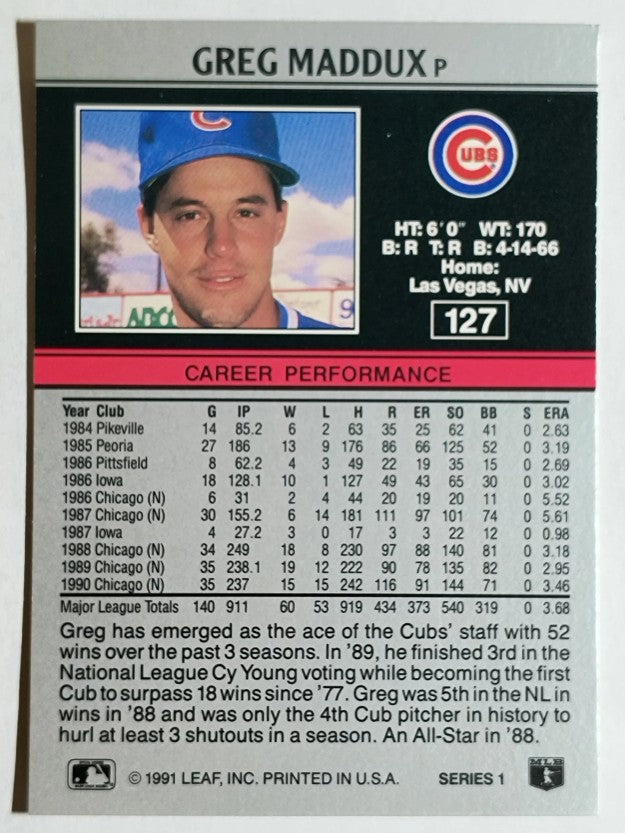 1991 Leaf #127 Greg Maddux