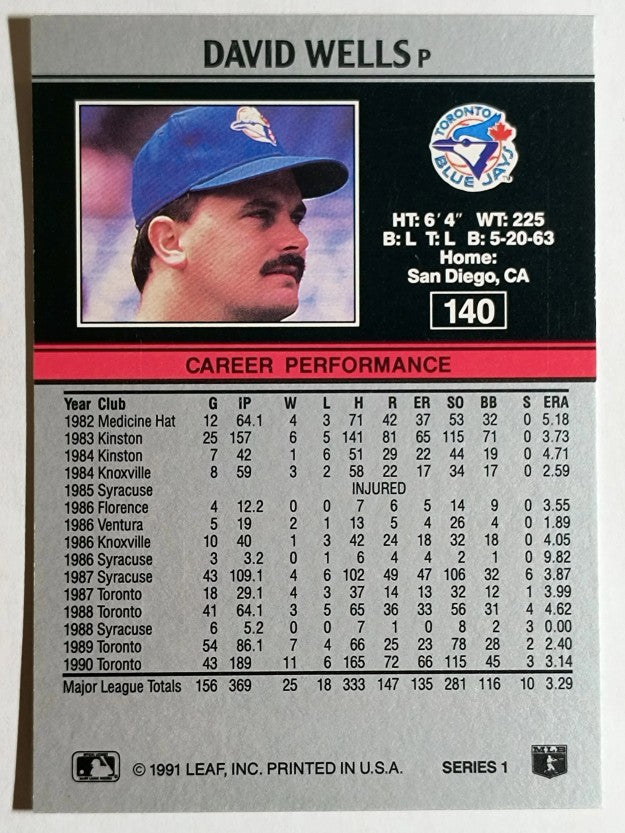 1991 Leaf #140 David Wells