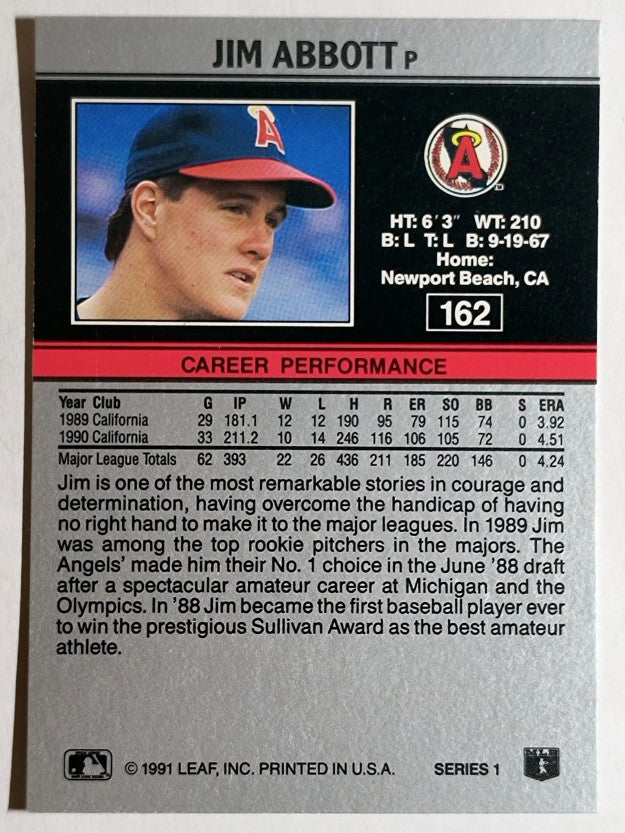 1991 Leaf #162 Jim Abbott