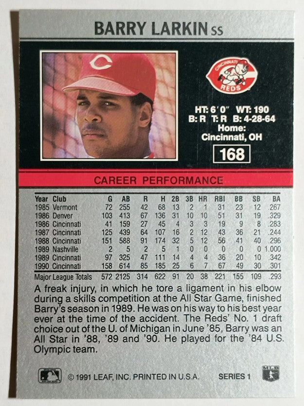 1991 Leaf #168 Barry Larkin
