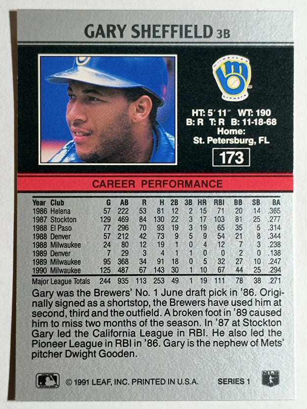 1991 Leaf #173 Gary Sheffield