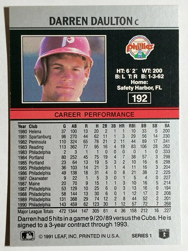 1991 Leaf #192 Darren Daulton