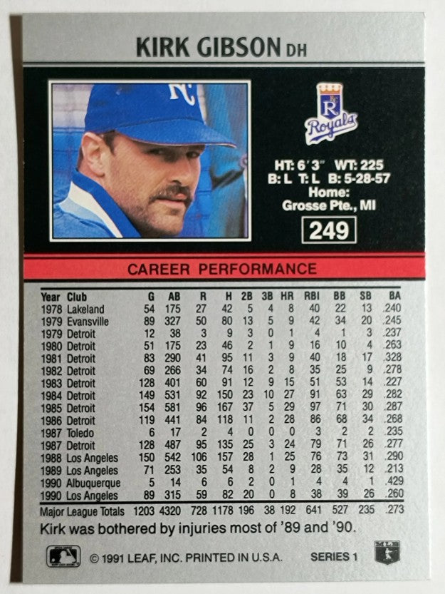 1991 Leaf #249 Kirk Gibson