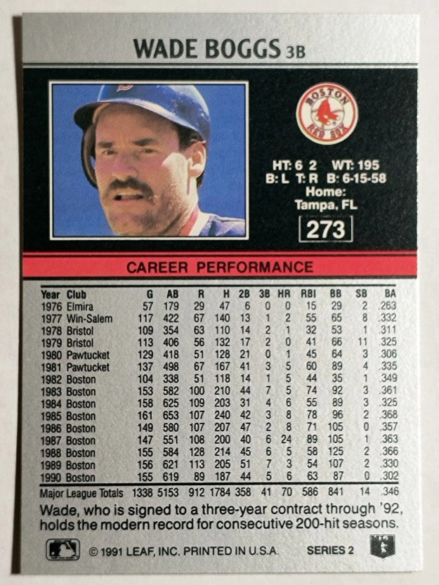 1991 Leaf #273 Wade Boggs