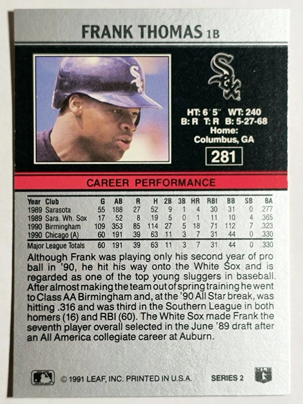 1991 Leaf #281 Frank Thomas