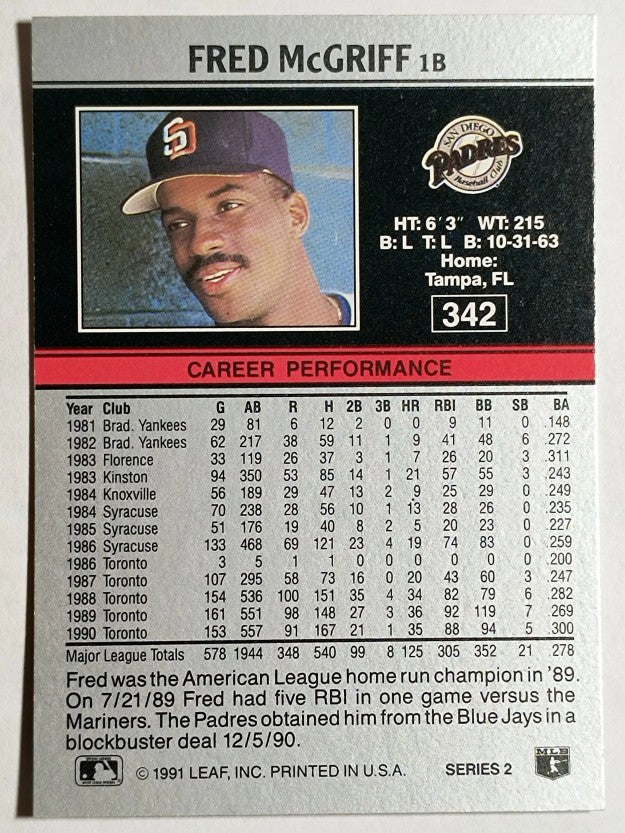1991 Leaf #342 Fred McGriff