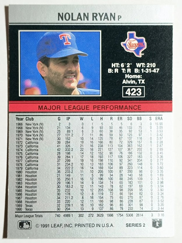 1991 Leaf #423 Nolan Ryan