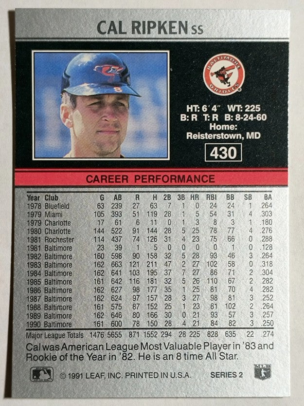 1991 Leaf #430 Cal Ripken