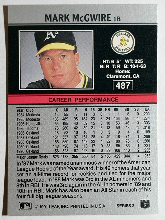 1991 Leaf #487 Mark McGwire