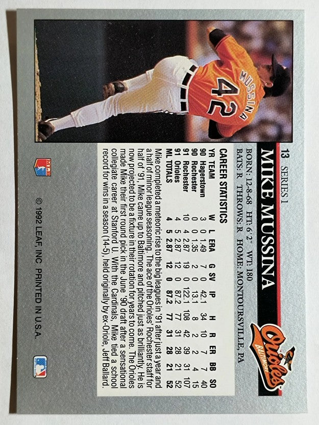 1992 Leaf #13 Mike Mussina