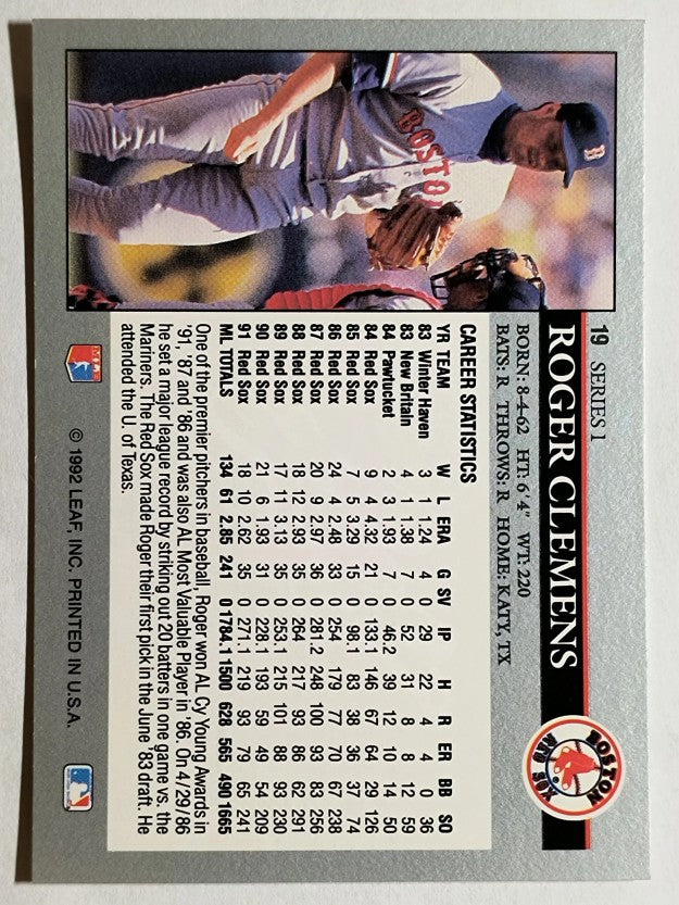 1992 Leaf #19 Roger Clemens