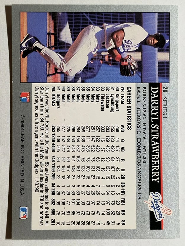 1992 Leaf #29 Darryl Strawberry
