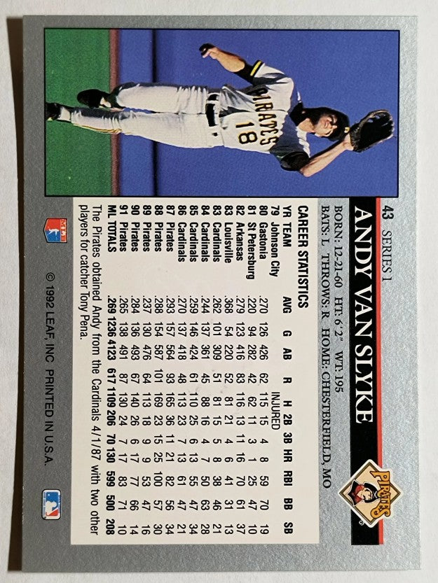 1992 Leaf #43 Andy Van Slyke