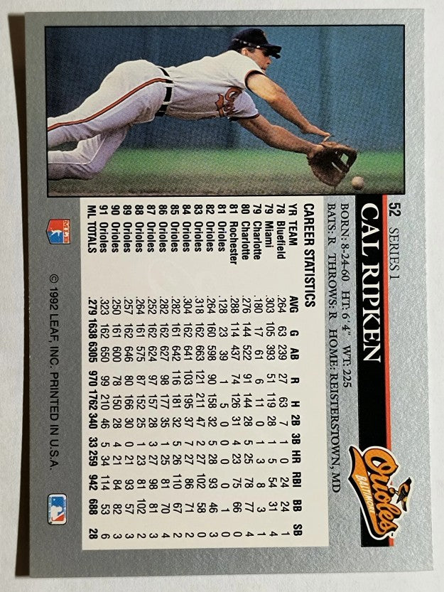 1992 Leaf #52 Cal Ripken