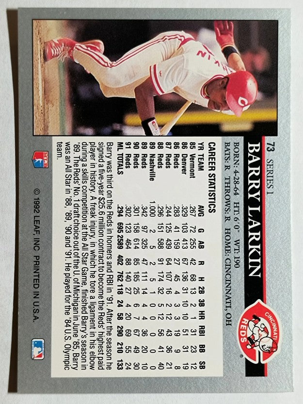 1992 Leaf #73 Barry Larkin