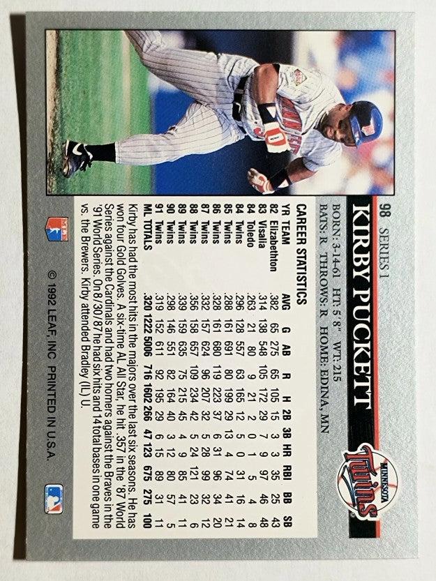 1992 Leaf #98 Kirby Puckett