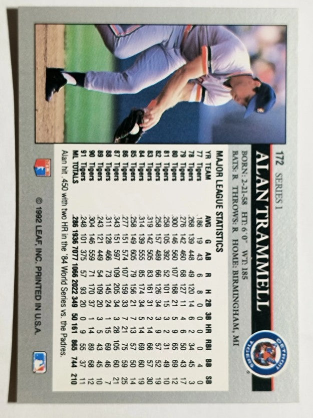 1992 Leaf #172 Alan Trammell