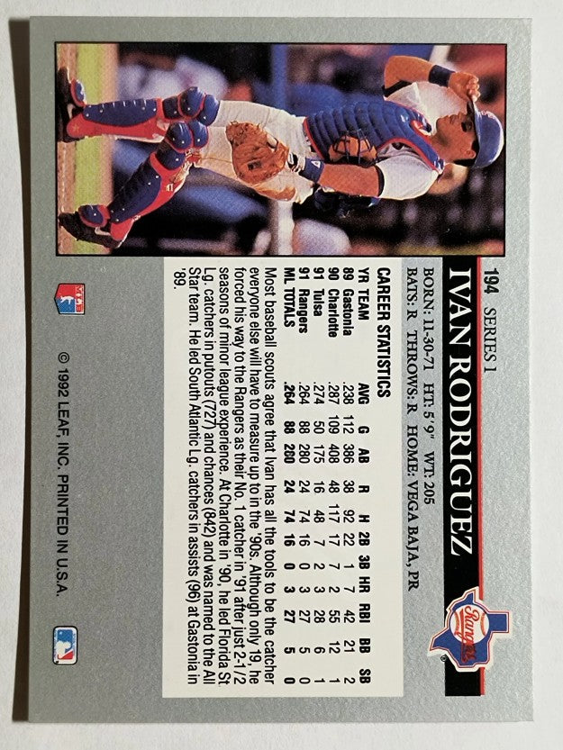 1992 Leaf #194 Ivan Rodriguez