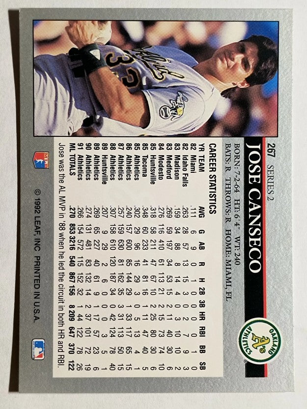 1992 Leaf #267 Jose Canseco