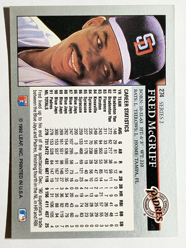 1992 Leaf #274 Fred McGriff