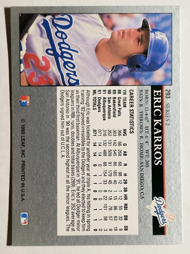 1992 Leaf #293 Eric Karros