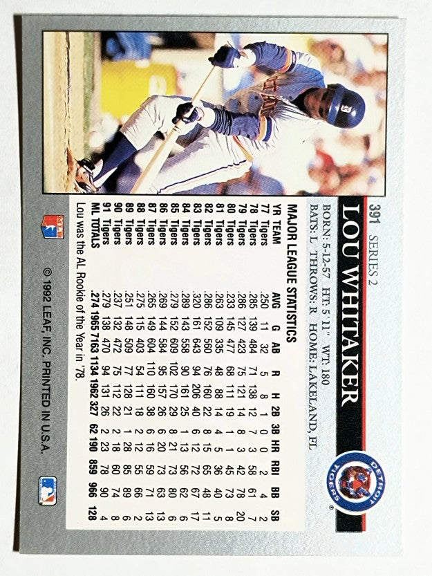 1992 Leaf #391 Lou Whitaker