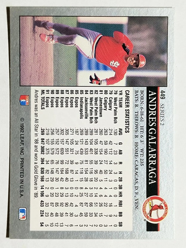 1992 Leaf #449 Andres Galarraga