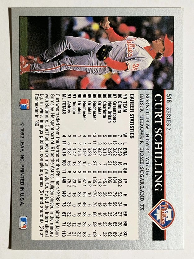1992 Leaf #516 Curt Schilling