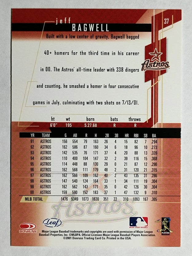 2001 Leaf Rookies and Stars #37 Jeff Bagwell