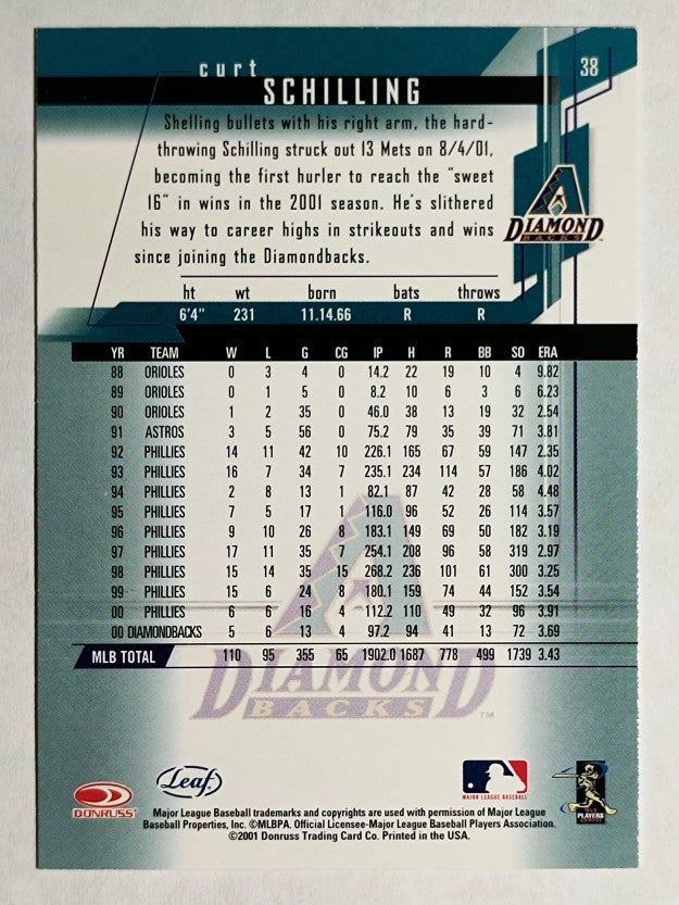 2001 Leaf Rookies and Stars #38 Curt Schilling