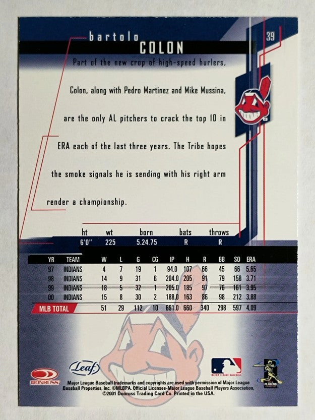 2001 Leaf Rookies and Stars #39 Bartolo Colon