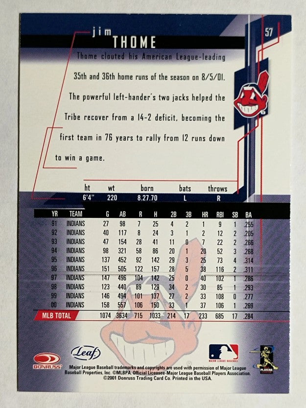 2001 Leaf Rookies and Stars #57 Jim Thome