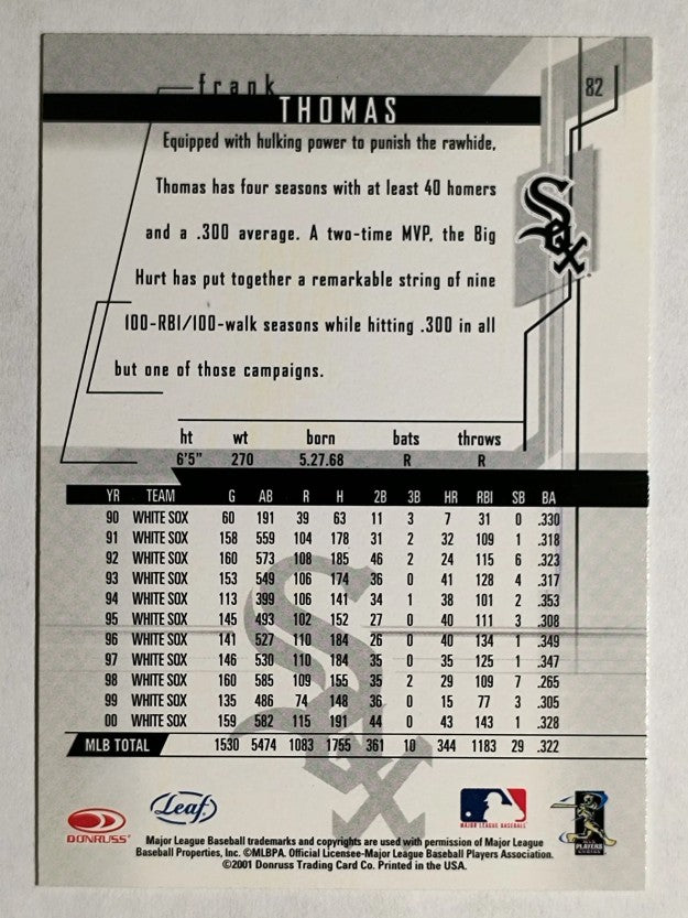 2001 Leaf Rookies and Stars #82 Frank Thomas