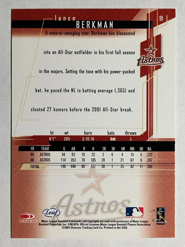 2001 Leaf Rookies and Stars #91 Lance Berkman