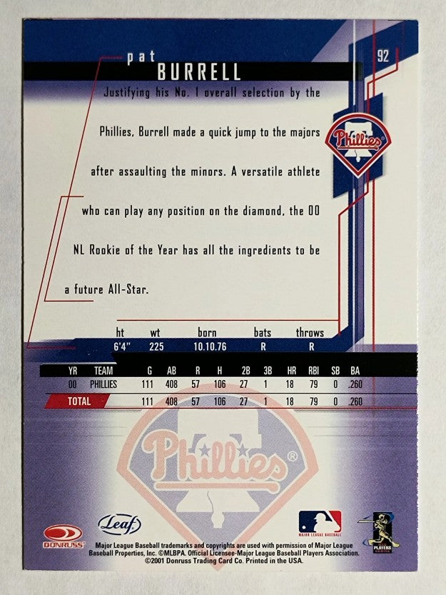2001 Leaf Rookies and Stars #92 Pat Burrell