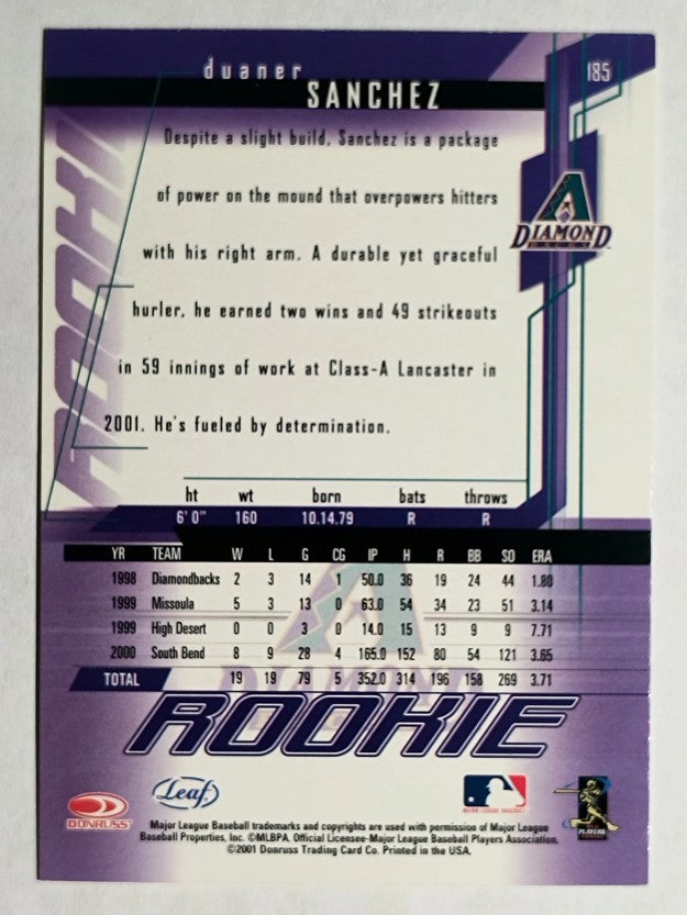 2001 Leaf Rookies and Stars #185 Duaner Sanchez RC