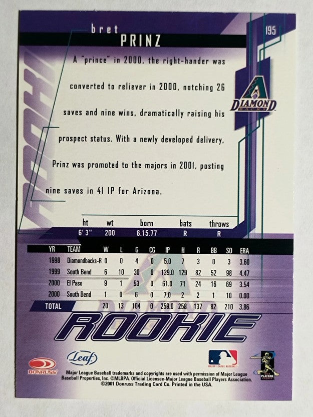 2001 Leaf Rookies and Stars #195 Bret Prinz RC