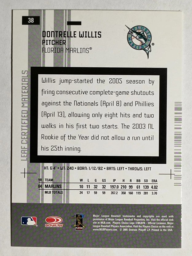 2005 Leaf Certified Materials #38 Dontrelle Willis
