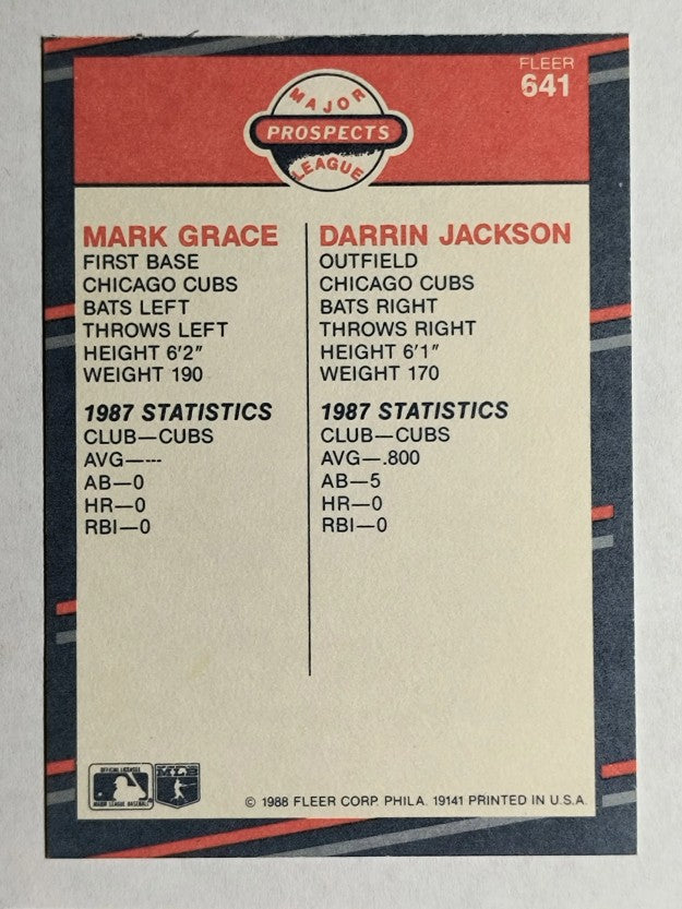 1988 Fleer #641 Mark Grace RC/Darrin Jackson