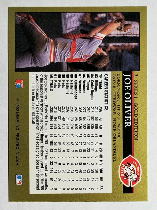 1992 Leaf Black Gold #7 Joe Oliver