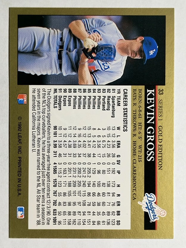 1992 Leaf Black Gold #33 Kevin Gross