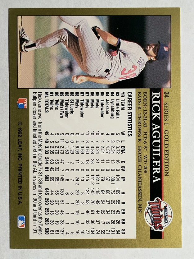 1992 Leaf Black Gold #34 Rick Aguilera