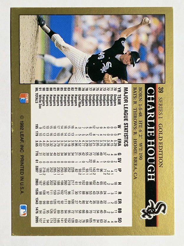 1992 Leaf Black Gold #39 Charlie Hough