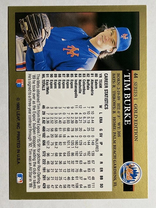 1992 Leaf Black Gold #44 Tim Burke