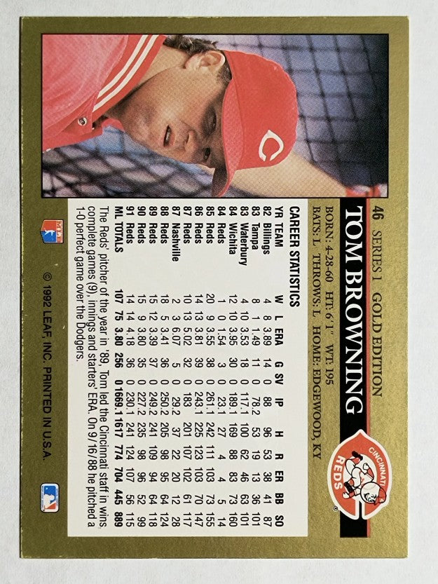 1992 Leaf Black Gold #46 Tom Browning