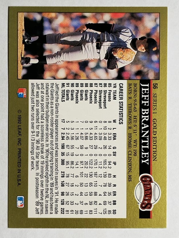 1992 Leaf Black Gold #56 Jeff Brantley