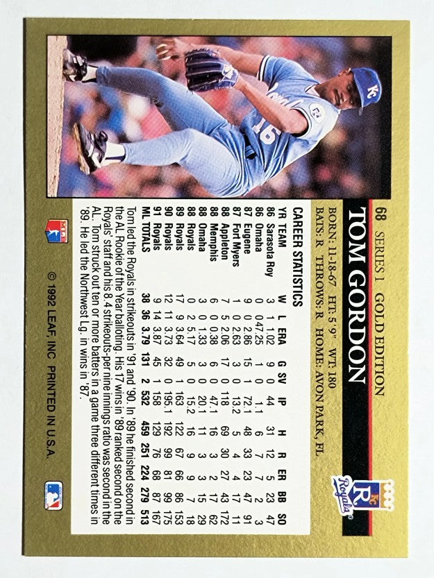 1992 Leaf Black Gold #68 Tom Gordon