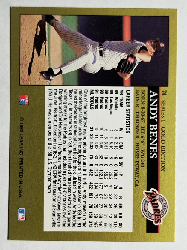 1992 Leaf Black Gold #74 Andy Benes