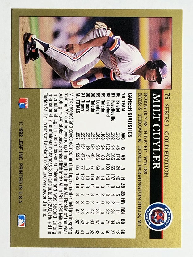 1992 Leaf Black Gold #75 Milt Cuyler