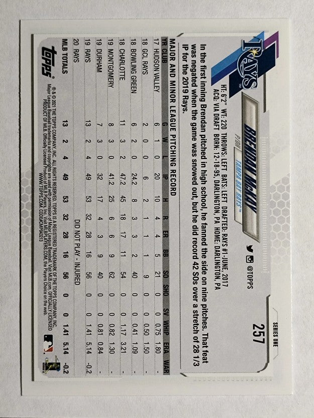 2021 Topps #257 Brendan McKay FS